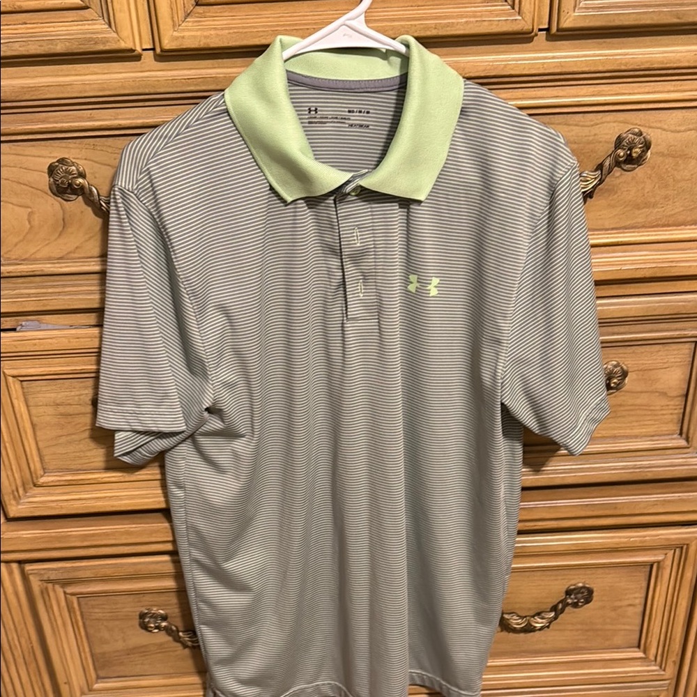Under Armour Gray and Green Performance Polo Shirt